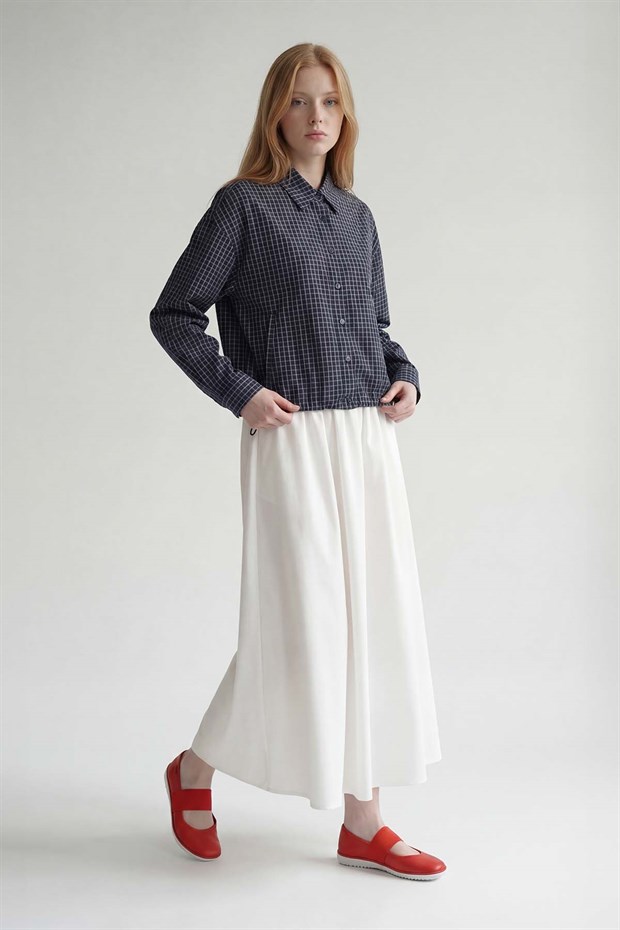 Lacivert Bel Klips Detaylı Gömlek