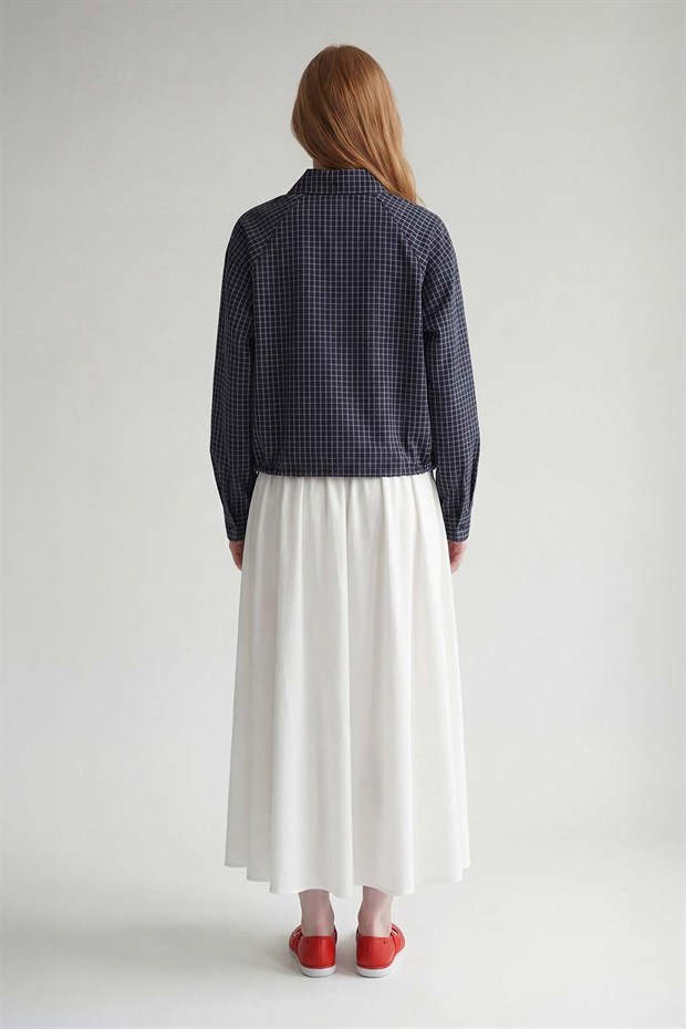 Lacivert Bel Klips Detaylı Gömlek