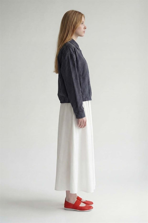 Lacivert Bel Klips Detaylı Gömlek