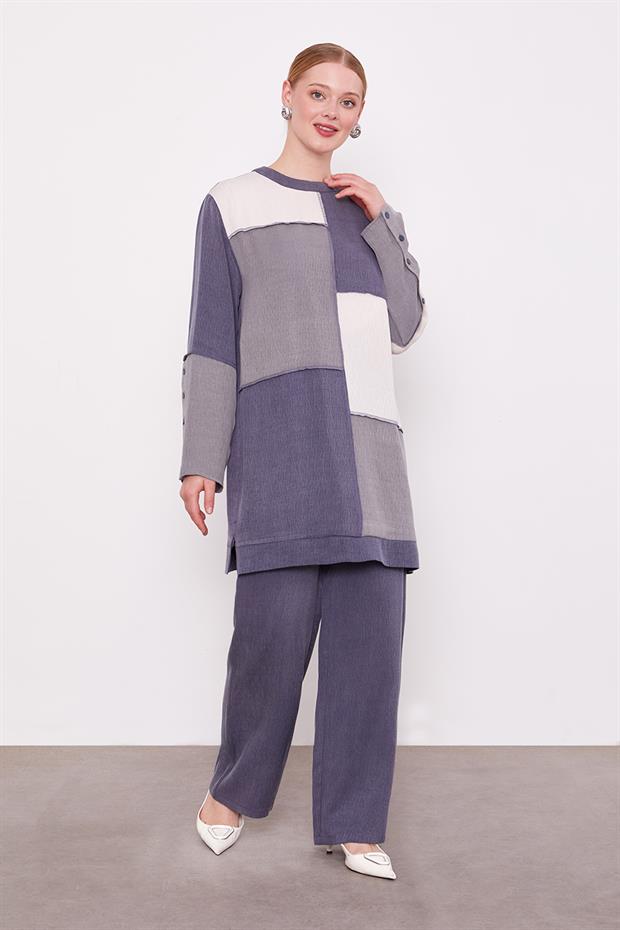 Lacivert Çift Renkli İkili Takım