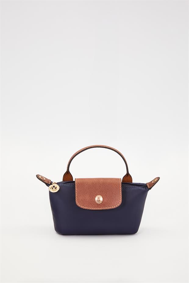 Lacivert Deri Kapak Detaylı El Çantası