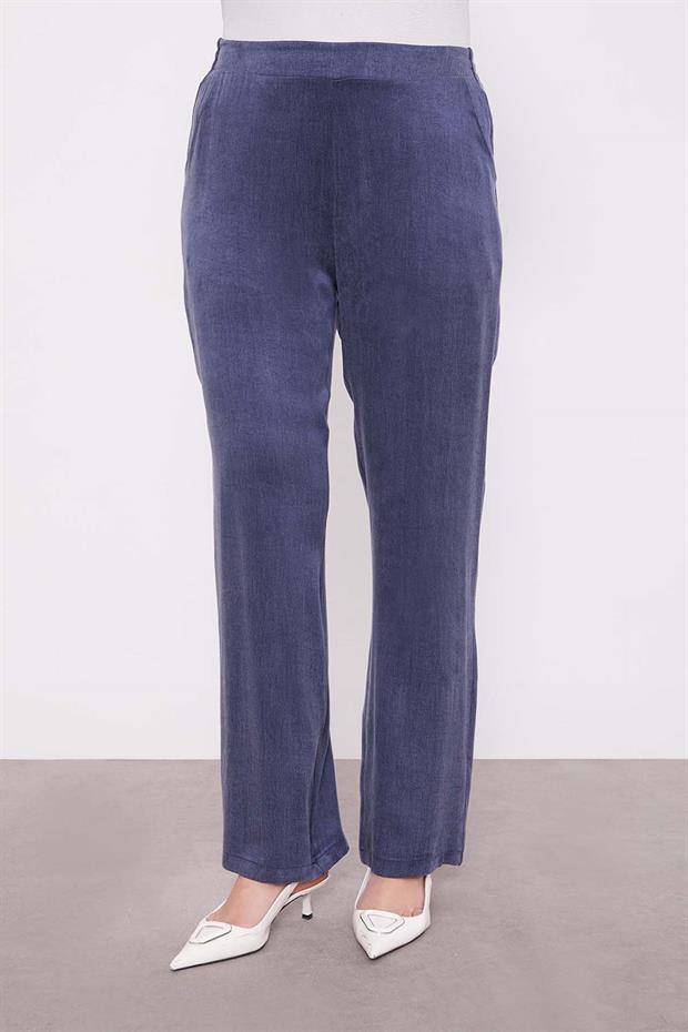 Lacivert Dik Yaka Düğme Detaylı Cupra İkili Takım