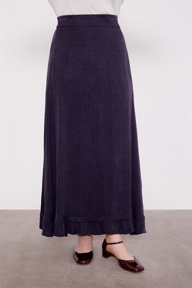 Lacivert Fırfır Detaylı Cupra Etek Takım