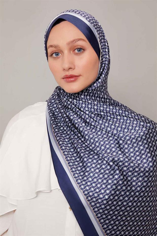 Lacivert Halkalı Benek Desen Angel Şal