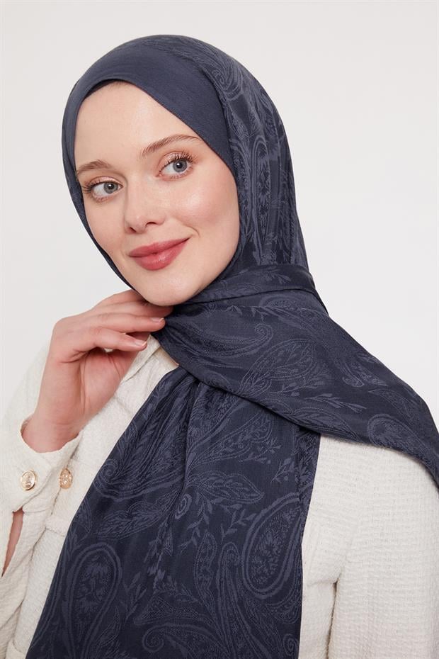 Lacivert Hint Desen Grazia Şal