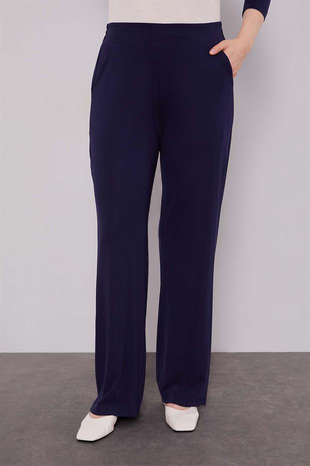 Lacivert Kenar Desen Detaylı Taşlı İkili Takım