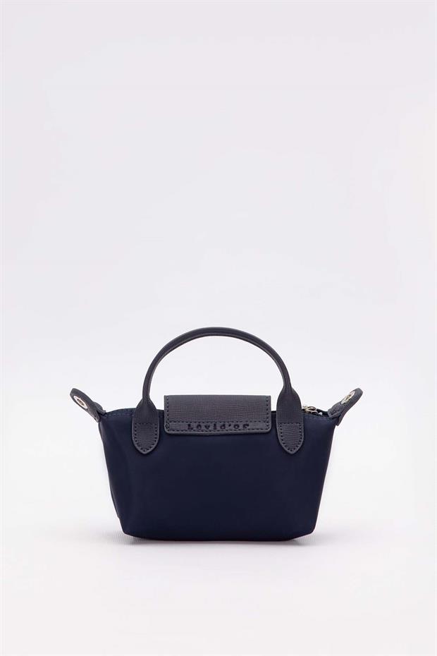 Lacivert Mini Boy Deri Kapak Detaylı El Çantası