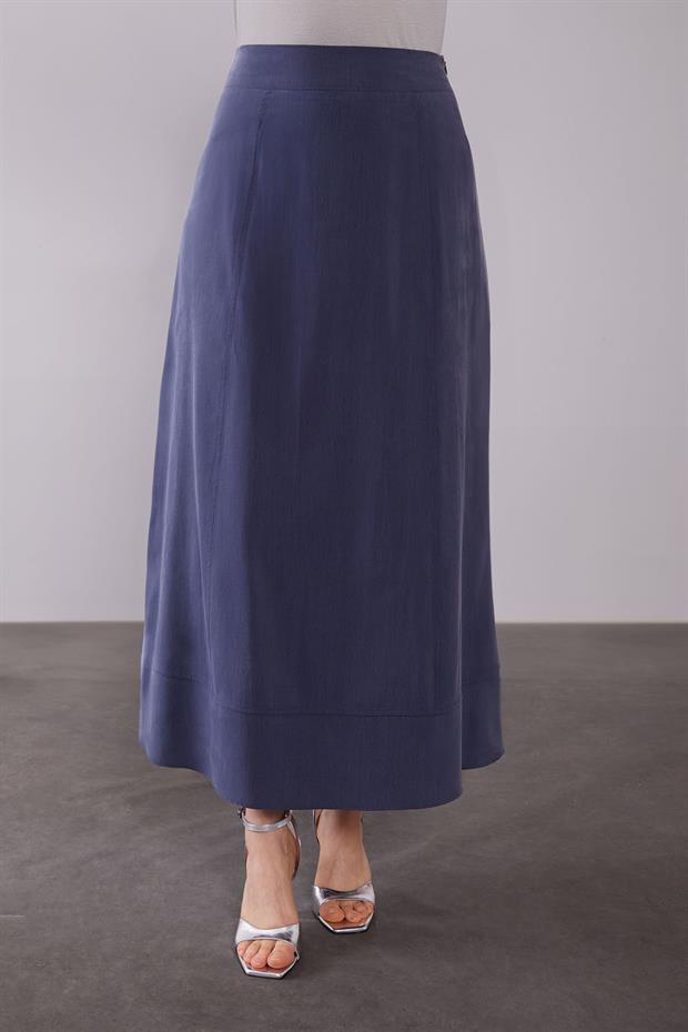 Lacivert Omuz Fermuar Detaylı Etek Takım