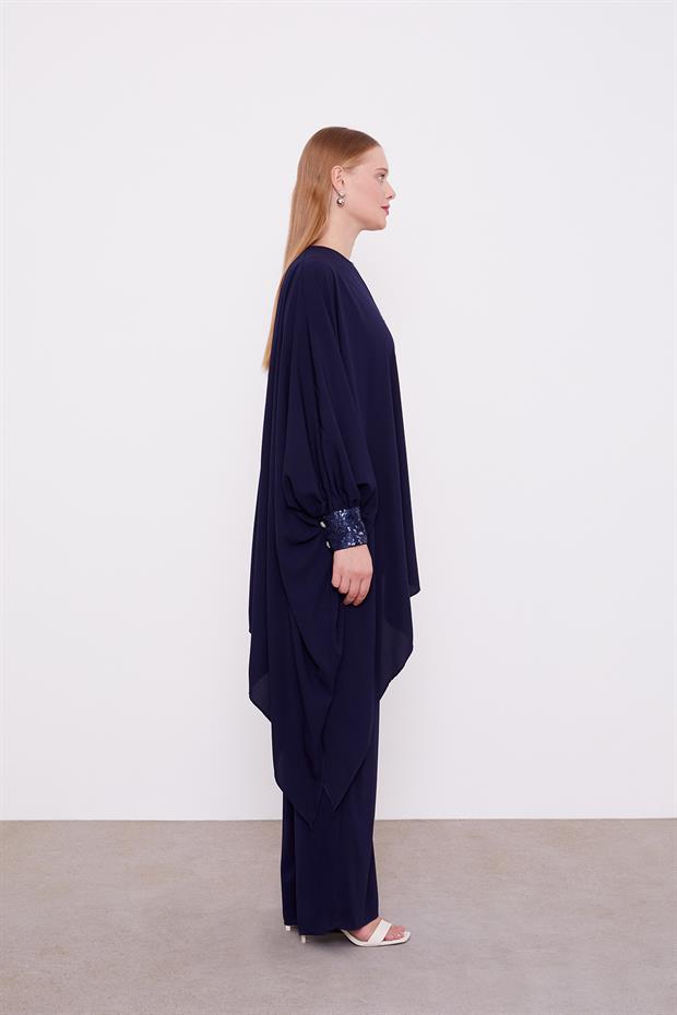 Lacivert Payet Detay Tunik Takım