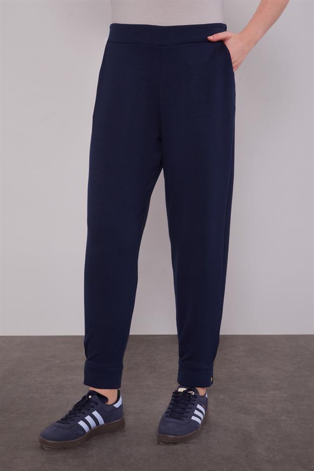 Lacivert Peluş Şapkalı İkili Takım