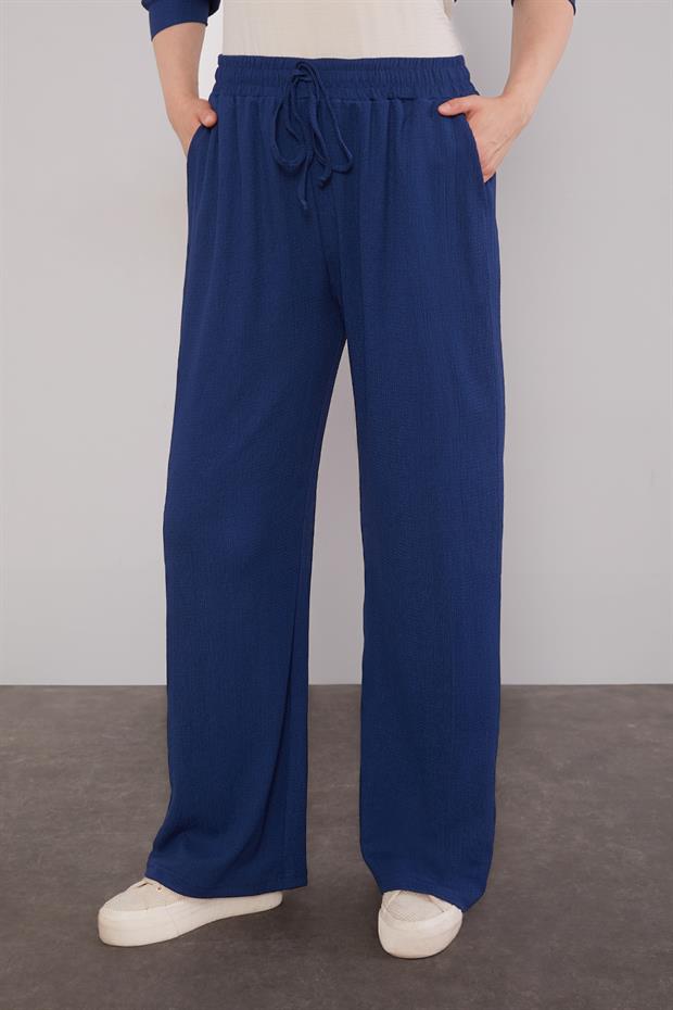 Lacivert Şerit Taş Detaylı İkili Takım