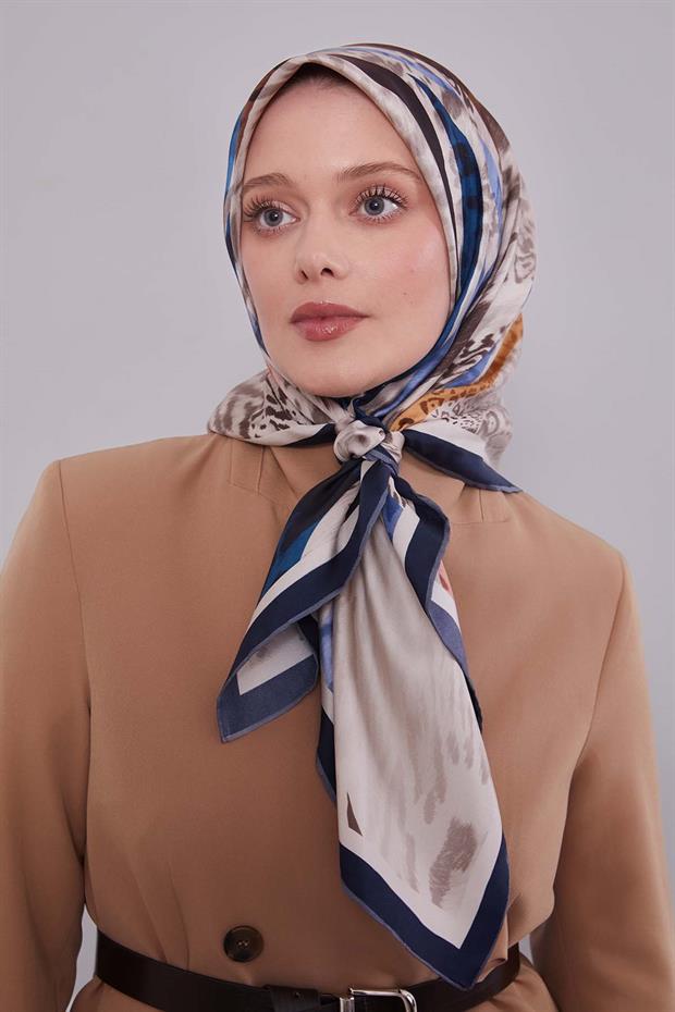 Lacivert Twill Saf İpek Eşarp