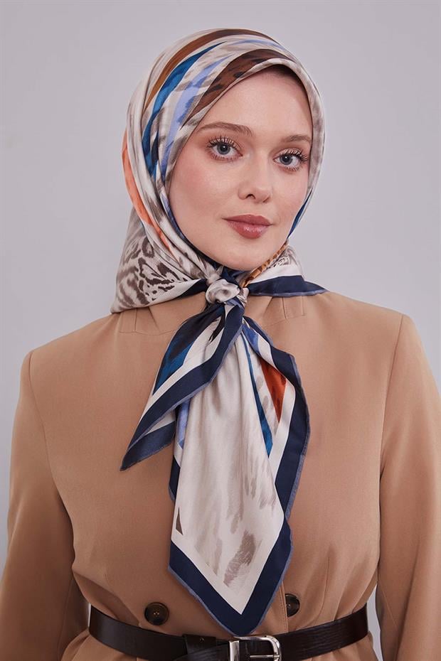 Lacivert Twill Saf İpek Eşarp