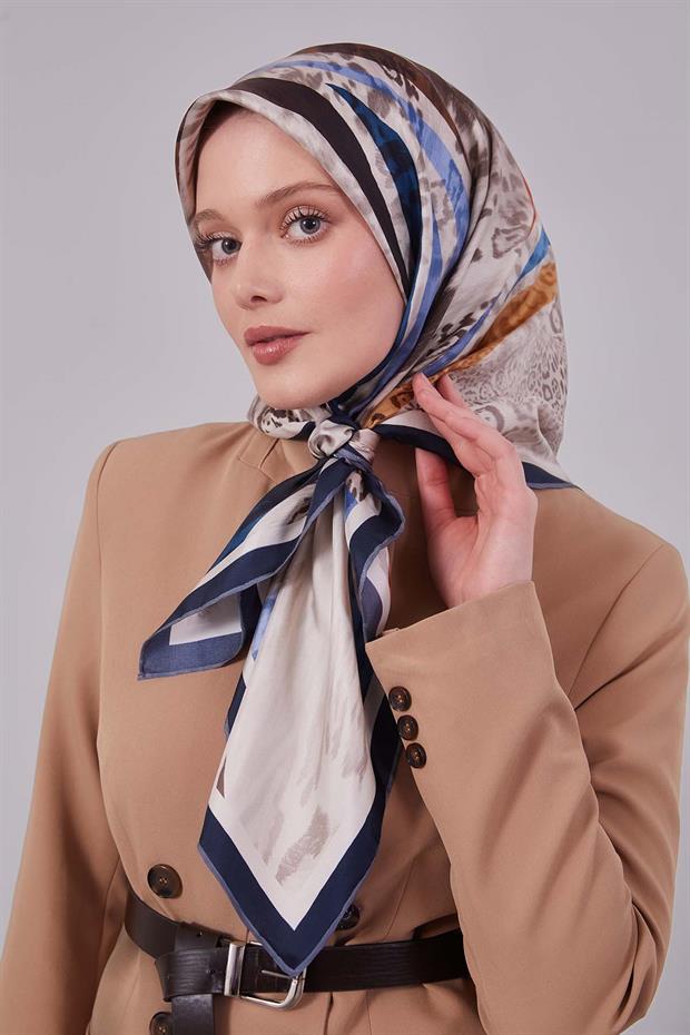 Lacivert Twill Saf İpek Eşarp