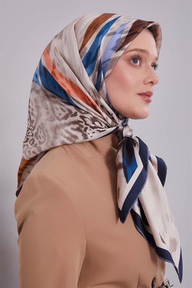 Lacivert Twill Saf İpek Eşarp