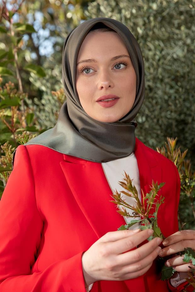 Lacivert Vizon Çift Taraflı Twill İpek Eşarp