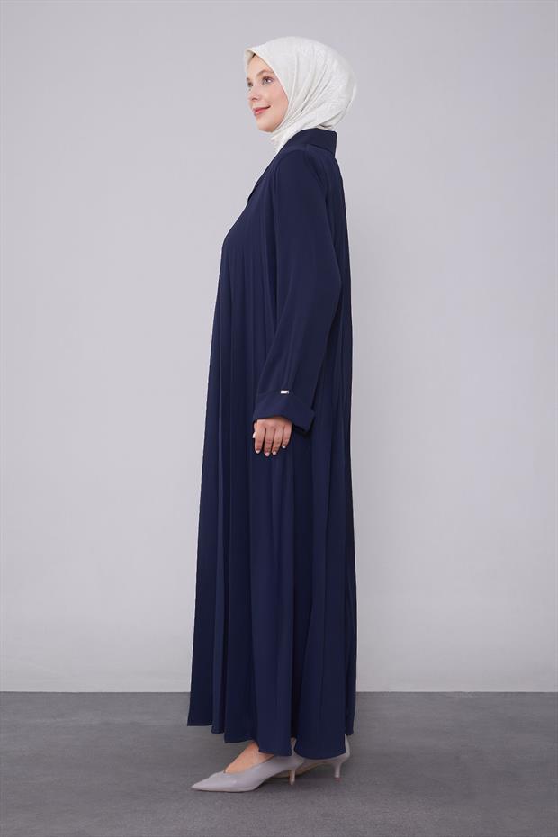Lacivert Yaka Detaylı Ferace