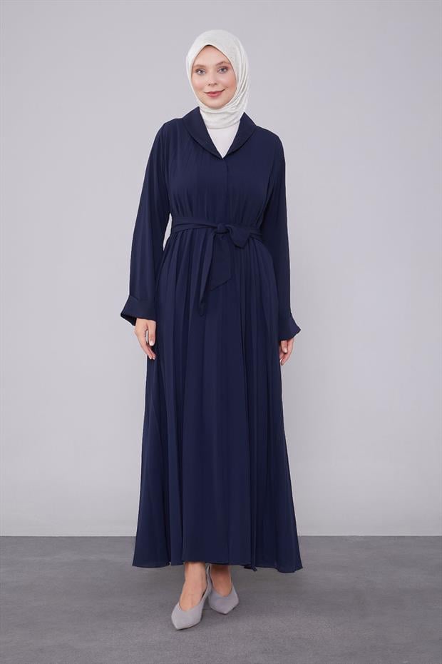 Lacivert Yaka Detaylı Ferace