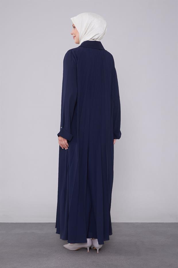 Lacivert Yaka Detaylı Ferace