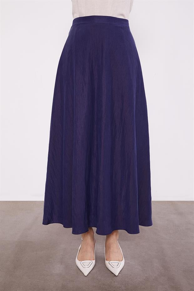 Lacivert Yakası Taş Detaylı Cupra Etek Takım