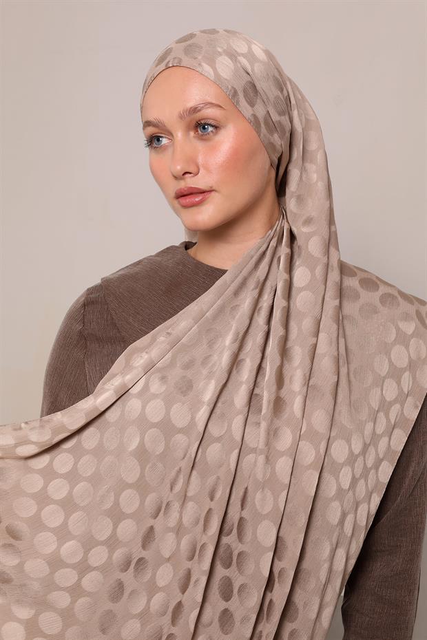 Latte Benek Desenli Jakar Capri Şal