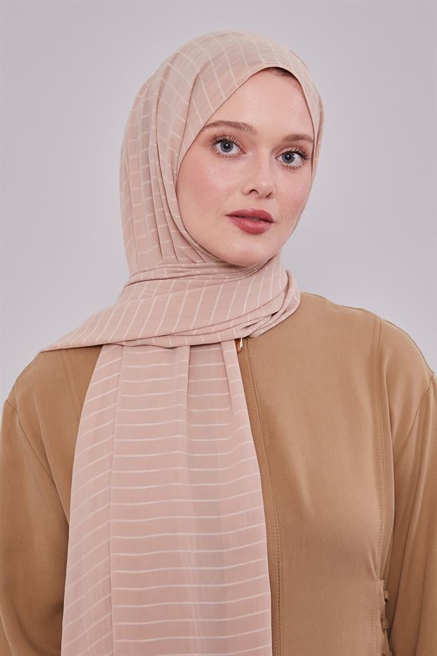 Latte Çizgili Cazz Şal