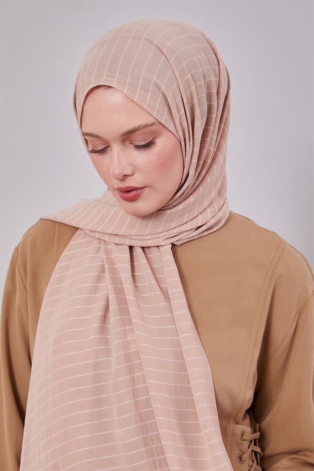 Latte Çizgili Cazz Şal