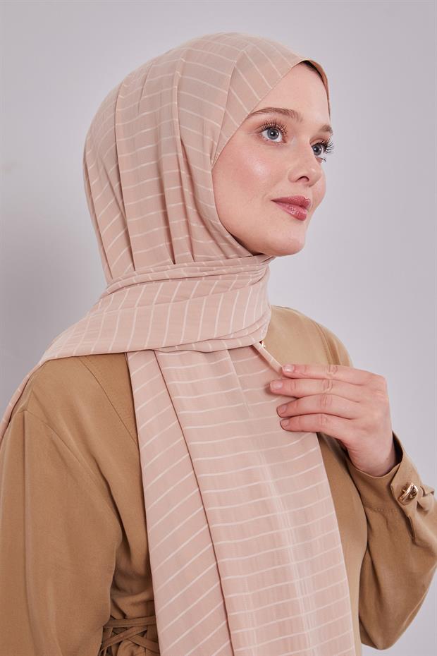 Latte Çizgili Cazz Şal