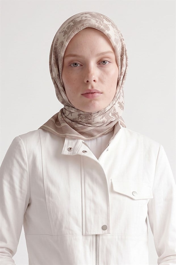Latte Doğa Desen Elya Eşarp