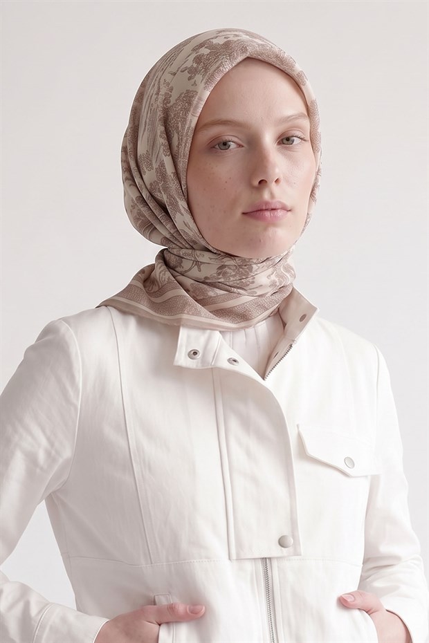 Latte Doğa Desen Elya Eşarp