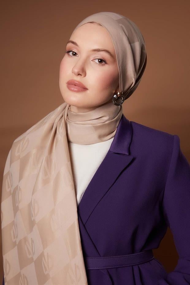 Latte Kare LVD Baskılı Naia Jakar Şal