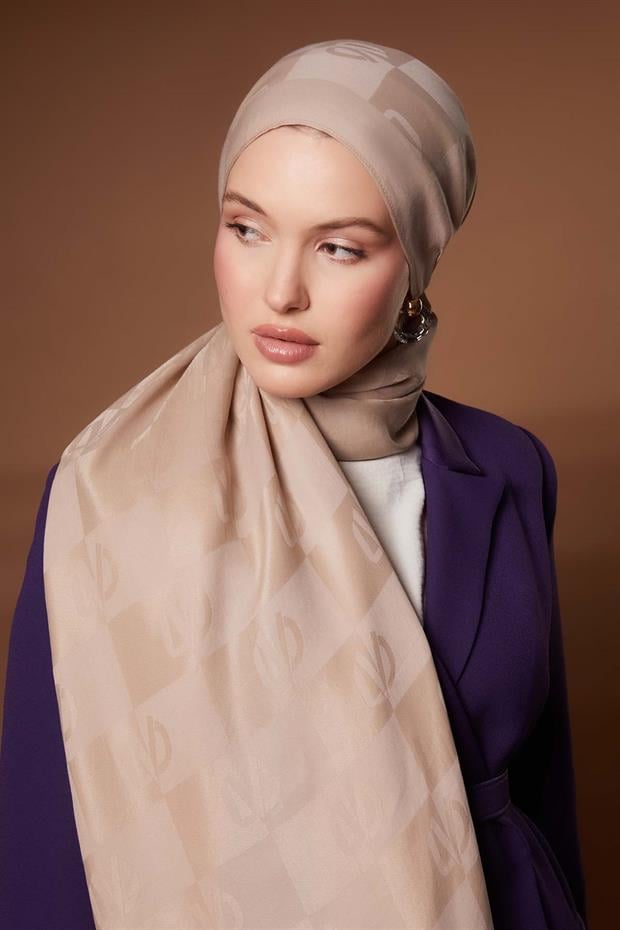 Latte Kare LVD Baskılı Naia Jakar Şal