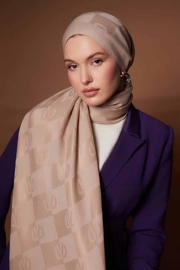 Latte Kare LVD Baskılı Naia Jakar Şal