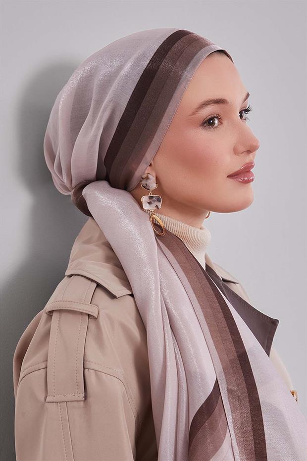 Latte Renk Geçişli Kehribar Şal