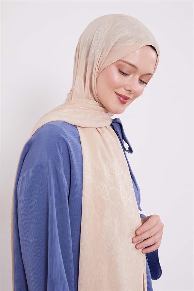 Latte Soyut Lale Desen Jakar Capri Şal