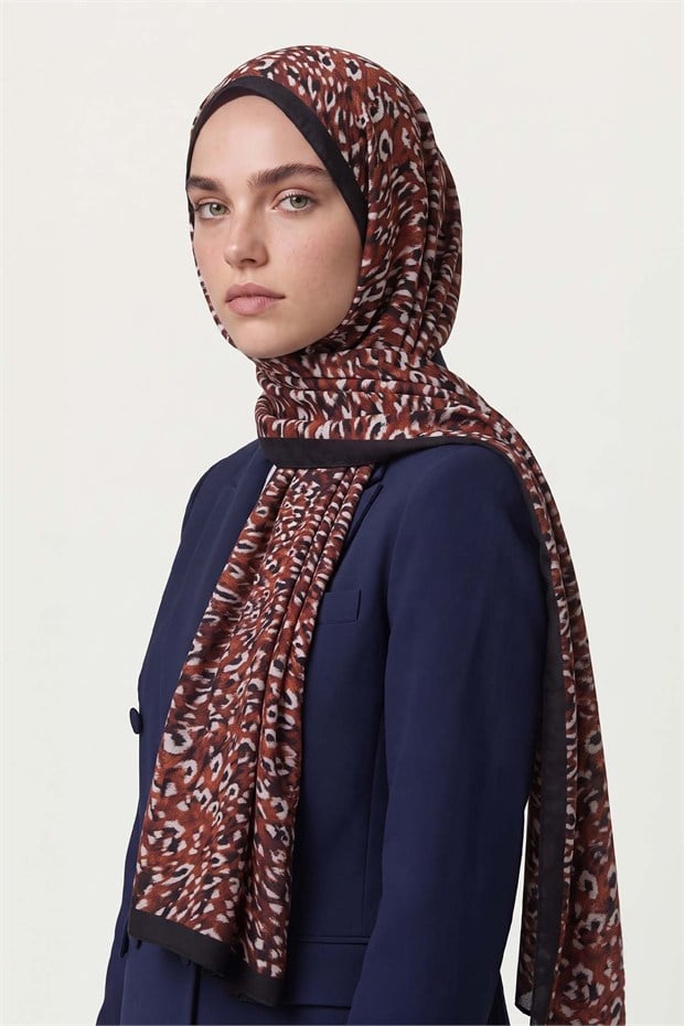 Leopar Dokulu Sport Şal Kiremit