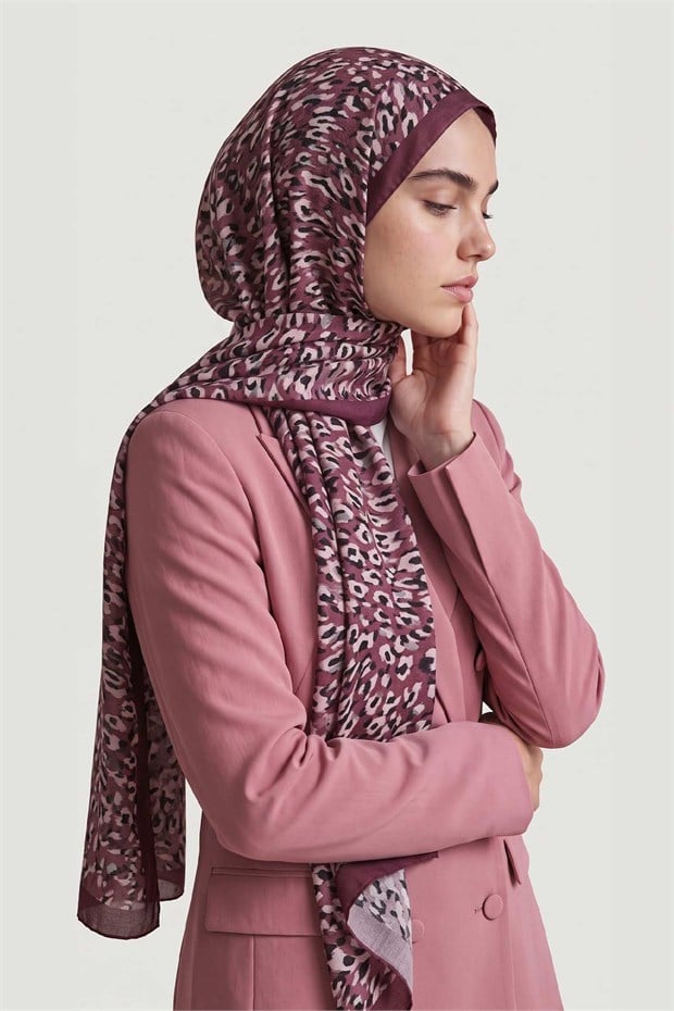 Leopar Dokulu Sport Şal Lila