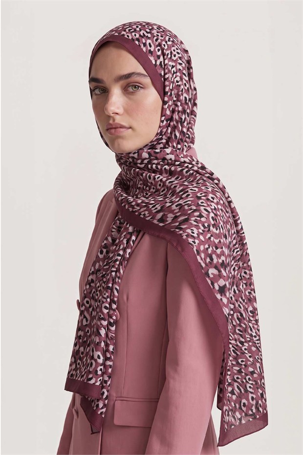 Leopar Dokulu Sport Şal Lila
