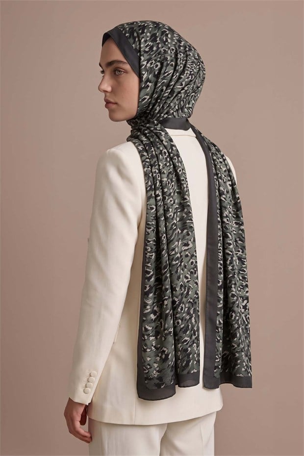 Leopar Dokulu Sport Şal Mint Yeşili
