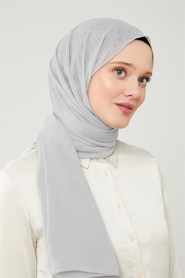 Açık Gri Düz Renk Frozen Krep Şal