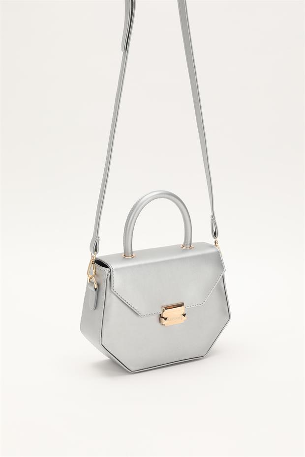 Açık Gri Geometrik Tasarım El Çantası