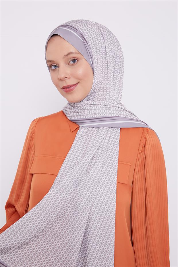 Açık Leylak Elips Desen Club Şal