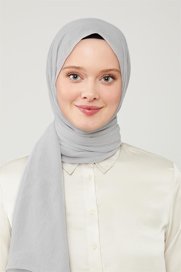 Açık Gri Düz Renk Frozen Krep Şal