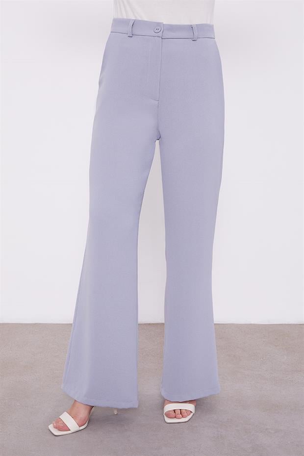 Açık Gri Taşlı Krepe Detaylı Tunik Takım