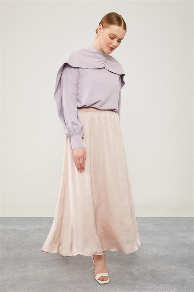 A.Pudra Beli Lastikli Saten Etek