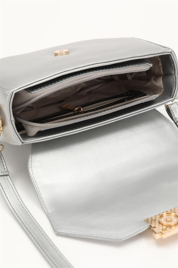 Açık Gri Geometrik Tasarım El Çantası