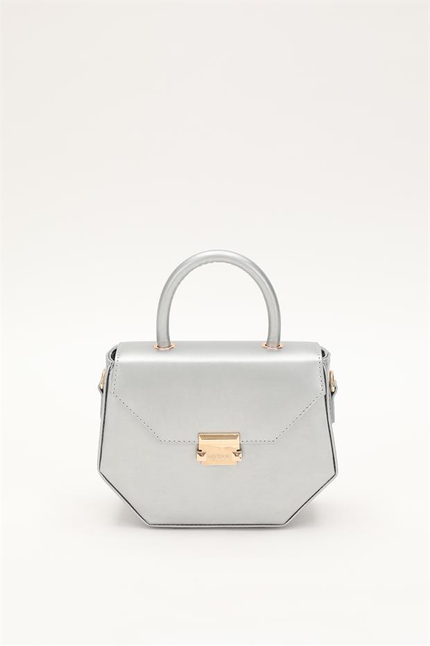 Açık Gri Geometrik Tasarım El Çantası