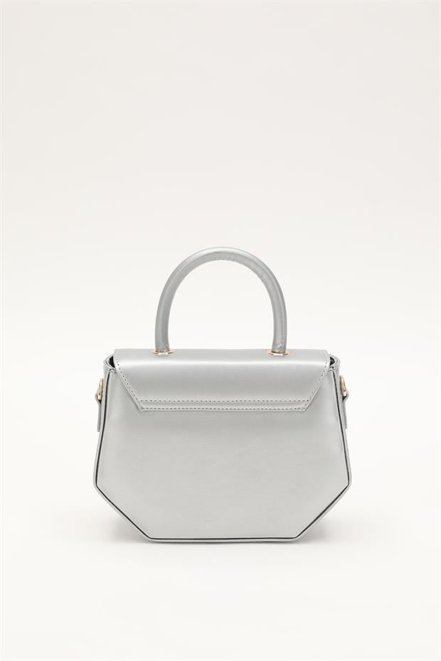 Açık Gri Geometrik Tasarım El Çantası