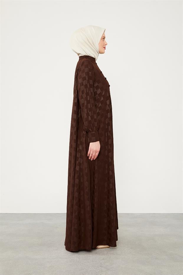 Acı Kahve Dama Desen Ferace