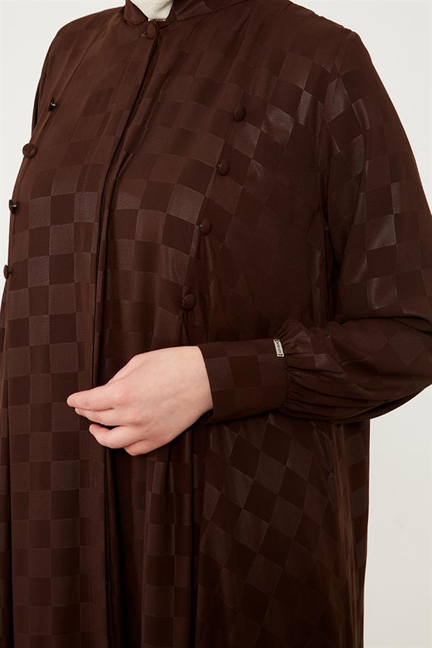 Acı Kahve Dama Desen Ferace